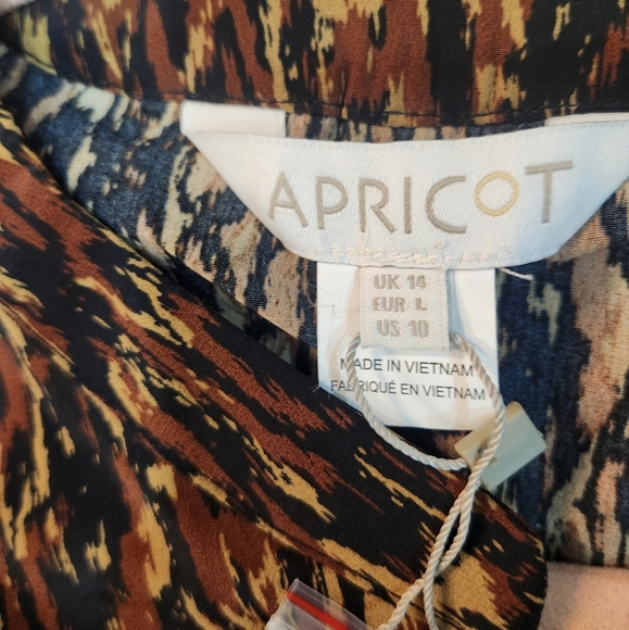 Apricot Texture Print Zip Midi Dress Size 10 - Picture 6 of 9